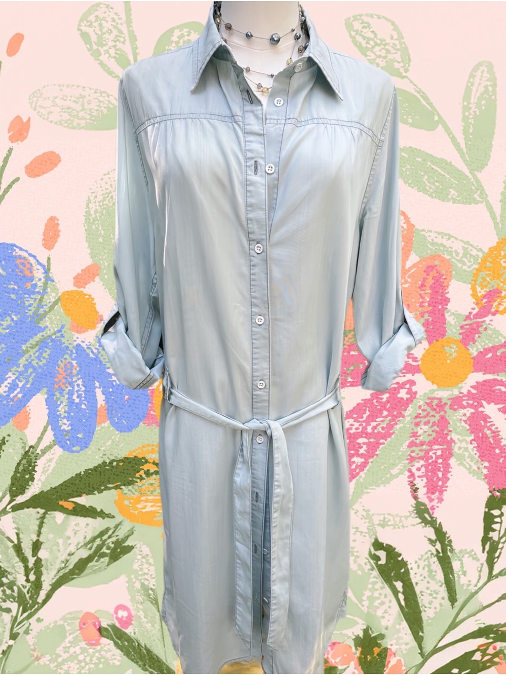JAG BLUE WASH BUTTON UP LIGHTWEIGHT CLASSIC DRESS -S 💙👗